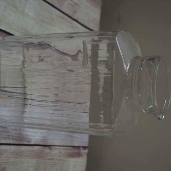 Dining Vintage 2 Quart Ribbed Glass Water Pitcher Made In France